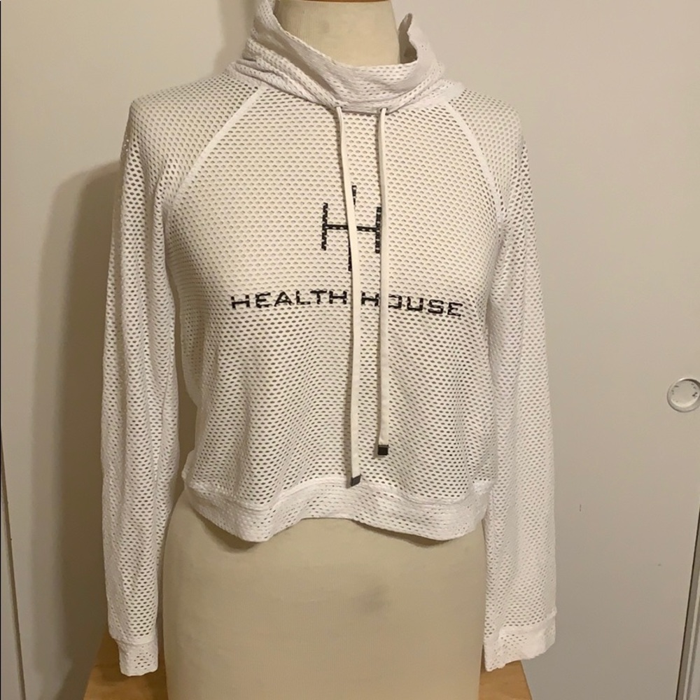 White Mesh Koral Cropped Mock-Neck.